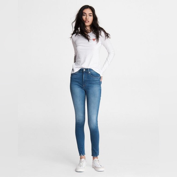 Rag Bone Nina High-Rise Skinny - Flint Slim Fit Ankle Mid Indigo Jean - Picture 2 of 3